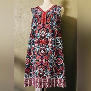 Peacock inspired, London Times v neck dress size 10
